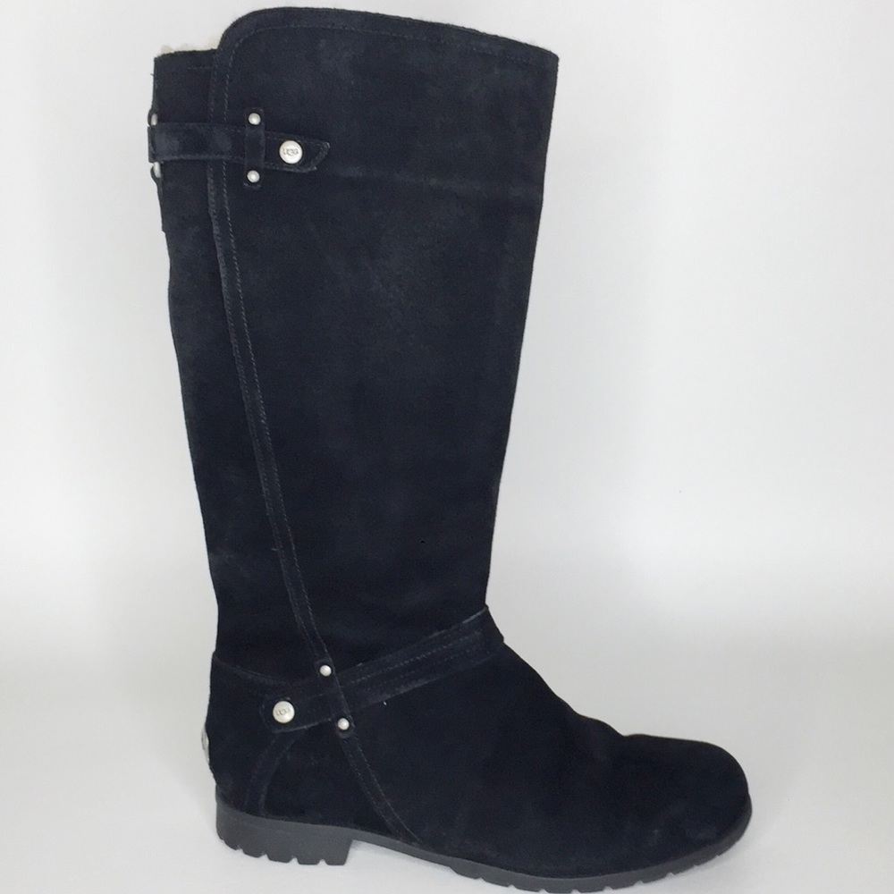 UGG Jillian II Black Suede Tall Equestrian Riding Boots S/N 1001959 Size 7.5